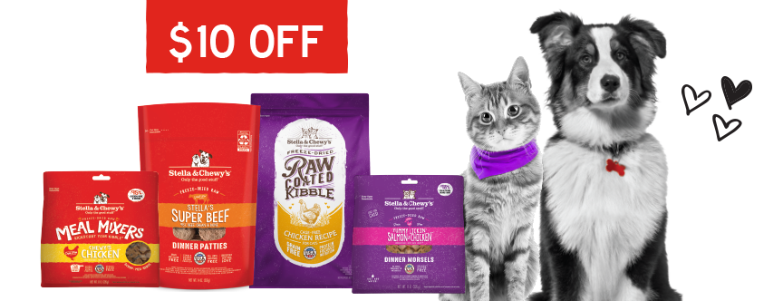 $10 off Stella & Chewy's offer requires the purchase of 2 or more Stella & Chewy's dog or cat food or treats totaling over $50 before taxes. Valid 5/2 - 5/29/2024, unless otherwise indicated. Prices are subject to change after the dates indicated without notice. Clearance merchandise not included in discounted offer. We reserve the right to limit quantities and to correct any unintentional errors that may occur in the copy or in illustration. All items while supplies last. No rain checks. Save amounts refer to our regular price. Products may not be exactly as shown. Availability will vary by store. ©2024 Pet Supermarket, Inc. ® Denotes Registered Trademark used under license.