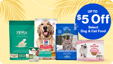 up to $5 off dog & cat food