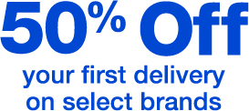 50% Off your first delivery on select brands